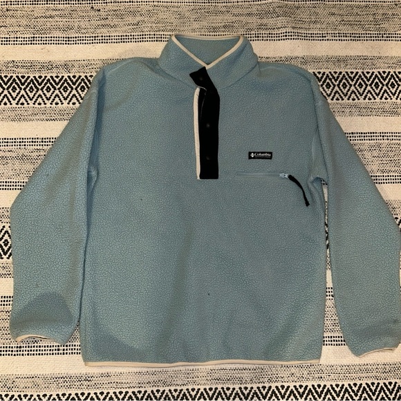 Columbia Men's Light Blue Fleece Pullover - Picture 1 of 5